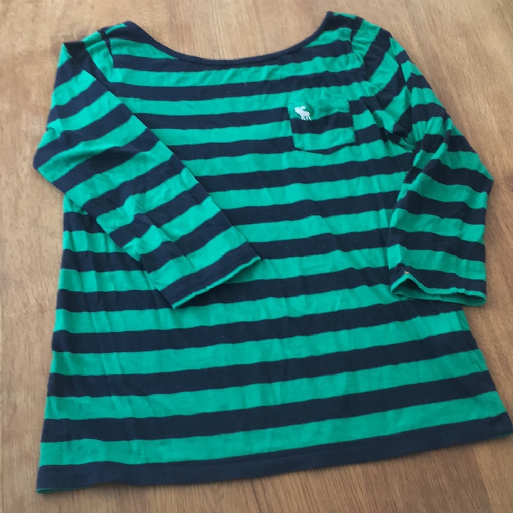 Abercrombie low scoop back Green darker in person.